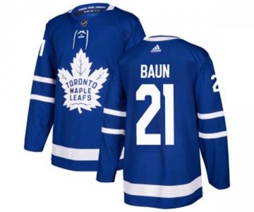 Adidas Toronto Maple Leafs #21 Bobby Baun Authentic Royal Blue Home NHL Jersey