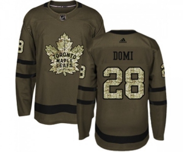 Adidas Toronto Maple Leafs #28 Tie Domi Authentic Green Salute to Service NHL Jersey