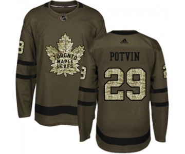 Adidas Toronto Maple Leafs #29 Felix Potvin Authentic Green Salute to Service NHL Jersey