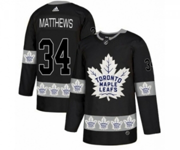 Adidas Toronto Maple Leafs #34 Auston Matthews Authentic Black Team Logo Fashion NHL Jersey
