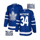 Adidas Toronto Maple Leafs #34 Auston Matthews Authentic Royal Blue Fashion Gold NHL Jersey