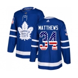 Adidas Toronto Maple Leafs #34 Auston Matthews Authentic Royal Blue USA Flag Fashion NHL Jersey