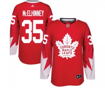 Adidas Toronto Maple Leafs #35 Curtis McElhinney Authentic Red Alternate NHL Jersey