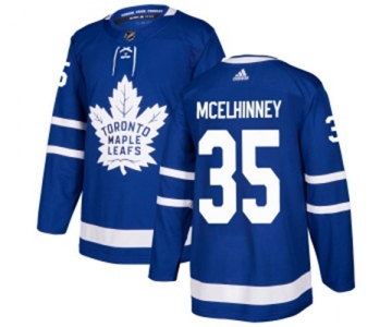 Adidas Toronto Maple Leafs #35 Curtis McElhinney Authentic Royal Blue Home NHL Jersey