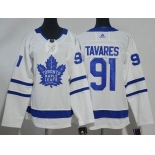 Adidas Toronto Maple Leafs #91 Tavares Authentic Royal White Home NHL Jersey