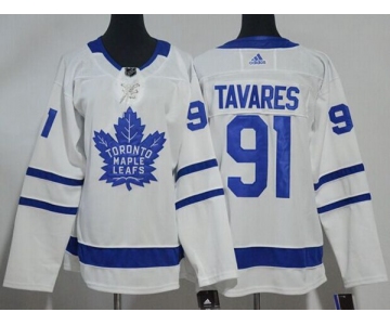 Adidas Toronto Maple Leafs #91 Tavares Authentic Royal White Home NHL Jersey