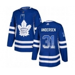 Maple Leafs #31 Frederik Andersen Blue Drift Fashion Stitched Hockey Jersey