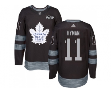 Men Adidas Toronto Maple Leafs #11 Zach Hyman Black 1917-2017 100th Anniversary Stitched NHL Jersey