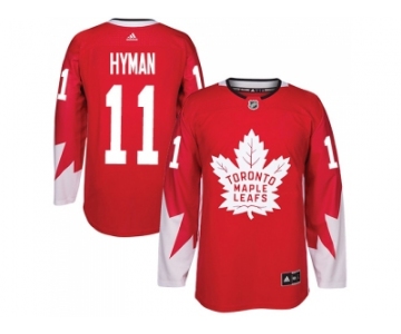 Men Adidas Toronto Maple Leafs #11 Zach Hyman Red Team Canada Authentic Stitched NHL Jersey