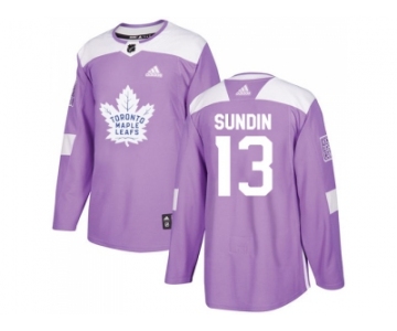 Men Adidas Toronto Maple Leafs #13 Mats Sundin Purple Authentic Fights Cancer Stitched NHL Jersey