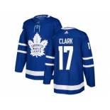 Men Adidas Toronto Maple Leafs #17 Wendel Clark Blue Home Authentic Stitched NHL Jersey