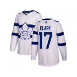 Men Adidas Toronto Maple Leafs #17 Wendel Clark White Authentic 2018 Stadium Series Stitched NHL Jersey