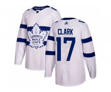 Men Adidas Toronto Maple Leafs #17 Wendel Clark White Authentic 2018 Stadium Series Stitched NHL Jersey