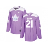 Men Adidas Toronto Maple Leafs #21 Bobby Baun Purple Authentic Fights Cancer Stitched NHL Jersey