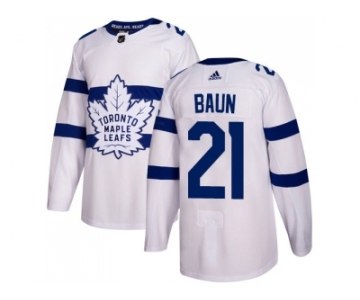 Men Adidas Toronto Maple Leafs #21 Bobby Baun White Authentic 2018 Stadium Series Stitched NHL Jersey