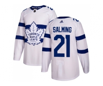Men Adidas Toronto Maple Leafs #21 Borje Salming White Authentic 2018 Stadium Series Stitched NHL Jersey