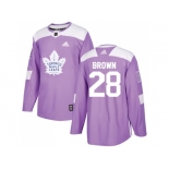 Men Adidas Toronto Maple Leafs #28 Connor Brown Purple Authentic Fights Cancer Stitched NHL Jersey