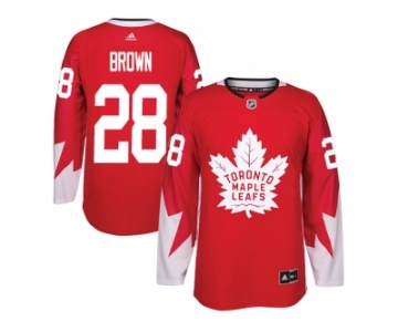 Men Adidas Toronto Maple Leafs #28 Connor Brown Red Team Canada Authentic Stitched NHL Jersey