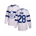 Men Adidas Toronto Maple Leafs #28 Tie Domi White Authentic 2018 Stadium Series Stitched NHL Jersey