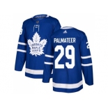 Men Adidas Toronto Maple Leafs #29 Mike Palmateer Blue Home Authentic Stitched NHL Jersey