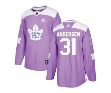 Men Adidas Toronto Maple Leafs #31 Frederik Andersen Purple Authentic Fights Cancer Stitched NHL Jersey