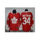 Men Adidas Toronto Maple Leafs #34 Auston Matthews Red Team Canada Authentic Stitched NHL Jersey