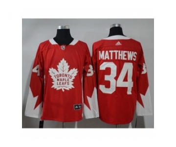 Men Adidas Toronto Maple Leafs #34 Auston Matthews Red Team Canada Authentic Stitched NHL Jersey