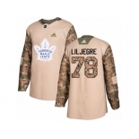 Men Adidas Toronto Maple Leafs #78 Timothy Liljegren Authentic Camo Veterans Day Practice NHL Jersey