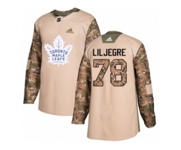 Men Adidas Toronto Maple Leafs #78 Timothy Liljegren Authentic Camo Veterans Day Practice NHL Jersey