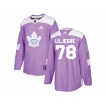 Men Adidas Toronto Maple Leafs #78 Timothy Liljegren Authentic Purple Fights Cancer Practice NHL Jersey