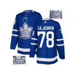 Men Adidas Toronto Maple Leafs #78 Timothy Liljegren Authentic Royal Blue Fashion Gold NHL Jersey