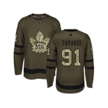 Men Adidas Toronto Maple Leafs #91 John Tavares Green Salute to Service Stitched NHL Jersey