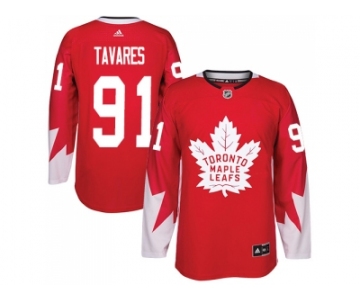 Men Adidas Toronto Maple Leafs #91 John Tavares Red Team Canada Authentic Stitched NHL Jerse