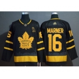 Men's Maple Leafs #16 Mitchell Marner Black Authentic Gold Champions Stitched Hockey Jersey