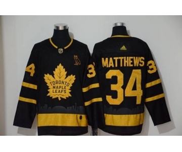 Men's Maple Leafs #34 Auston Matthews Black City Edition Authentic Stitched Hockey Jersey