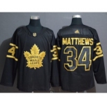 Men's Maple Leafs #34 Auston Matthews Black Gold Authentic Stitched Hockey Jersey