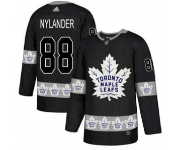 Men's Maple Leafs #88 William Nylander Black Authentic Team Logo Fashion Stitched Hockey Jersey