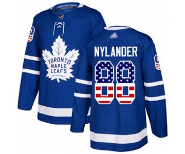 Men's Maple Leafs #88 William Nylander Blue Home Authentic USA Flag Stitched Hockey Jersey