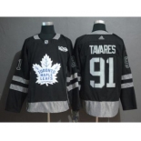 Men's Maple Leafs #91 John Tavares Black 1917-2017 100th Anniversary Stitched Hockey Hockey Jersey