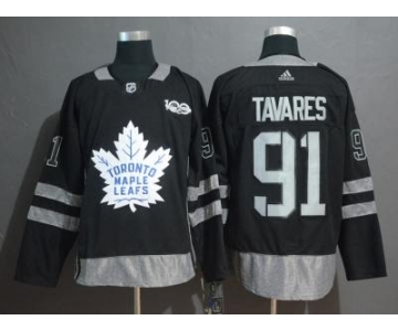 Men's Maple Leafs #91 John Tavares Black 1917-2017 100th Anniversary Stitched Hockey Hockey Jersey