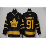 Men's Maple Leafs #91 John Tavares Black City Edition Authentic Stitched Hockey Jersey