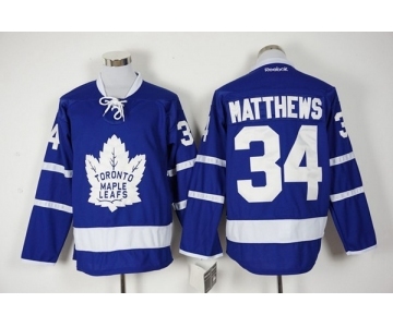 Men's Reebok Toronto Maple Leafs #34 Auston Matthews Authentic Royal Blue New Third NHL Jersey