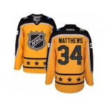 Men's Reebok Toronto Maple Leafs #34 Auston Matthews Authentic Yellow Atlantic Division 2017 All-Star NHL Jersey