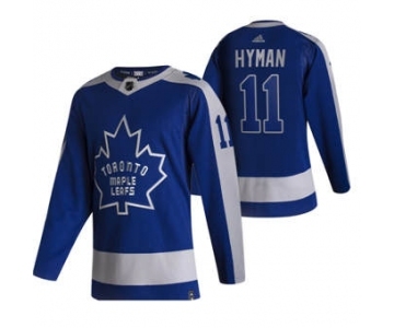 Men's Toronto Maple Leafs #11 Zach Hyman Blue 2020-21 Reverse Retro Alternate Hockey Jersey