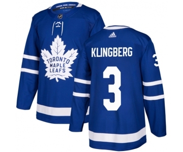 Men's Toronto Maple Leafs #3 John Klingberg Blue Stitched Jersey