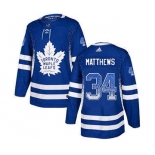 Men's Toronto Maple Leafs #34 Auston Matthews Blue Home Drift Fashion Stitched Hockey Jersey