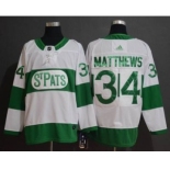 Men's Toronto Maple Leafs #34 Auston Matthews White 2019 St. Patrick's Day Hockey Jersey