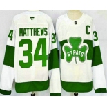 Men's Toronto Maple Leafs #34 Auston Matthews White St Pats Authentic Jersey