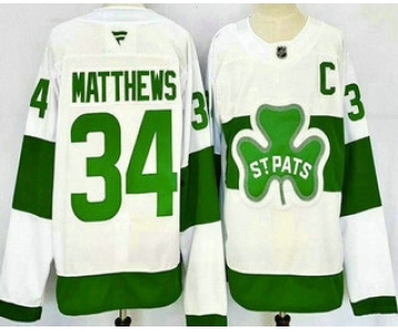 Men's Toronto Maple Leafs #34 Auston Matthews White St Pats Authentic Jersey