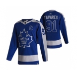 Men's Toronto Maple Leafs #91 John Tavares Blue 2020-21 Reverse Retro Alternate Hockey Jersey